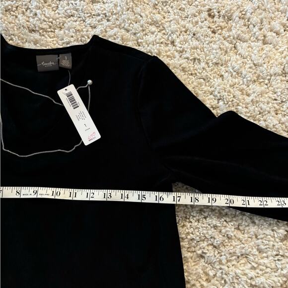 Travelers by Chico's Black 3/4 Sleeve Blouse with Necklace Attached Size 1 - Picture 5 of 6